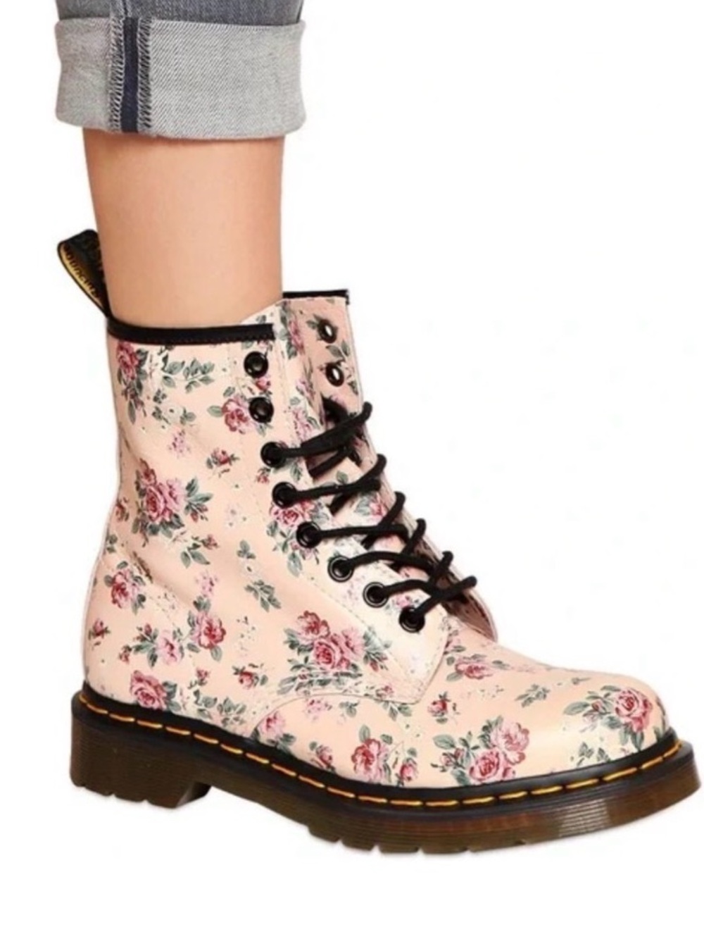Dr. Martens Pink Floral Vintage Rose 1460 Combat Boots